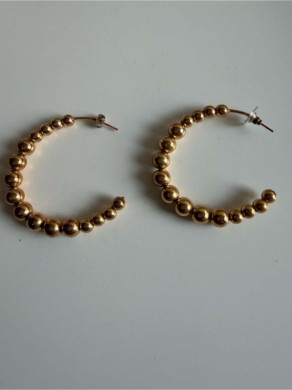 Gold Beaded Hoop Earrings - Women Jewelry